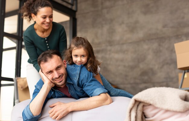 Family moving in a new home