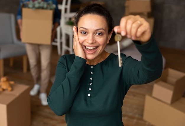 Family moving in a new home