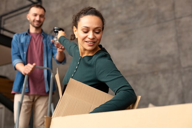 Family moving in a new home