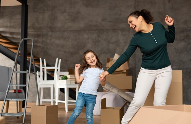 Family moving in a new home