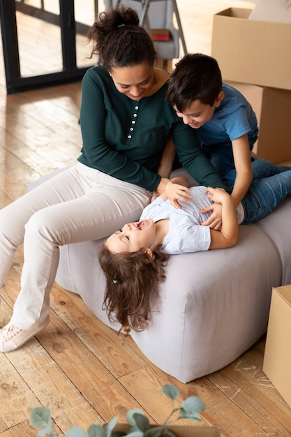 Family moving in a new home