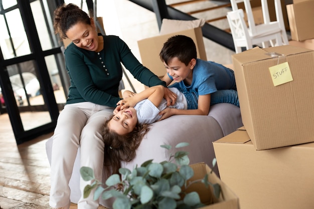 Family moving in a new home