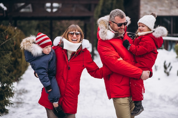 Family outside in winter