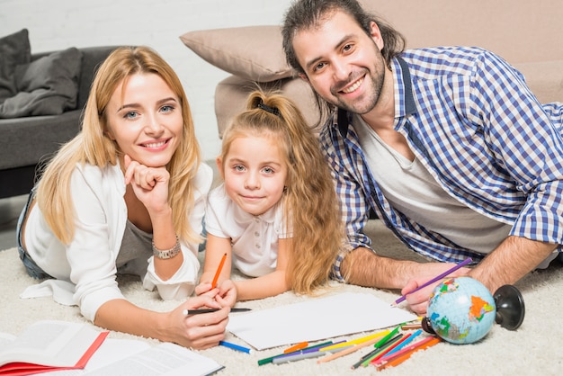 Family painting on the floor