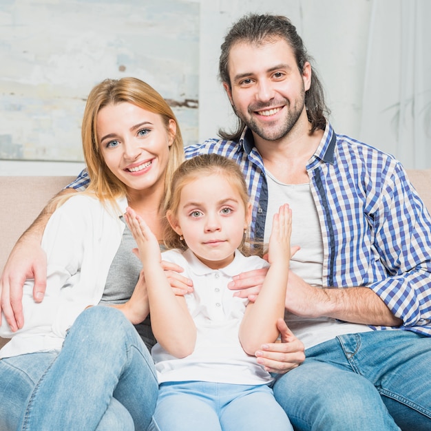 Family portrait on the sofa