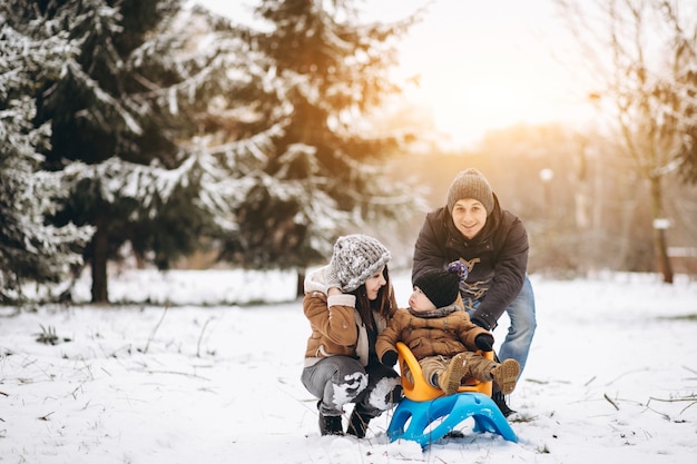 Family on a slegh ride