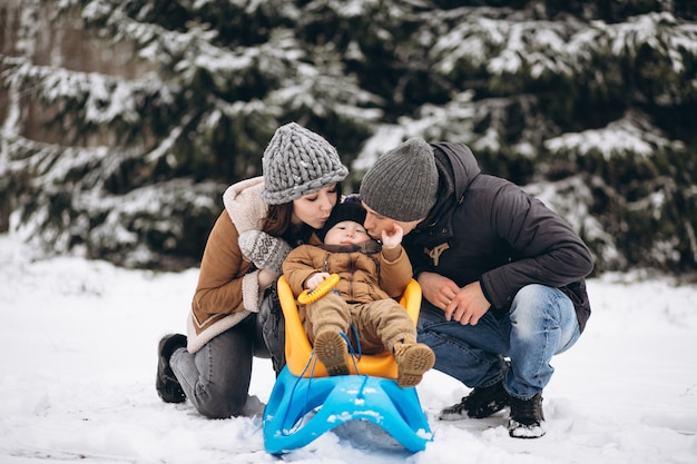 Family on a sleigh ride