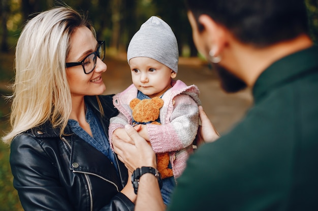 Family spend time in a park