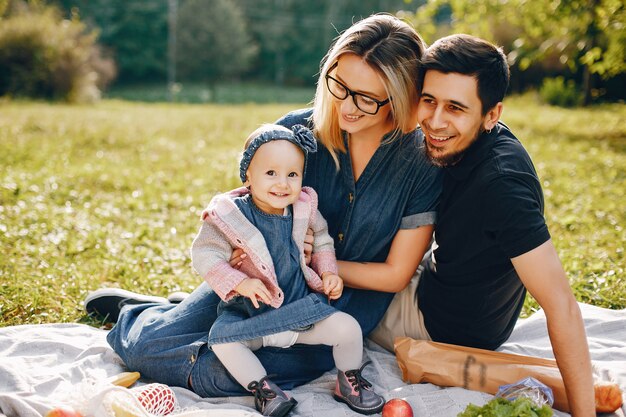 Family spend time in a park