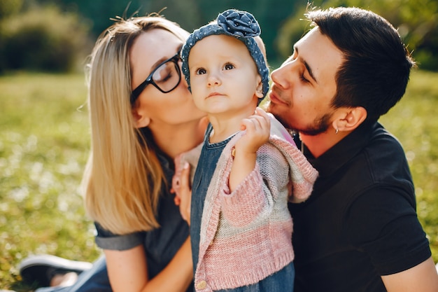 Family spend time in a park