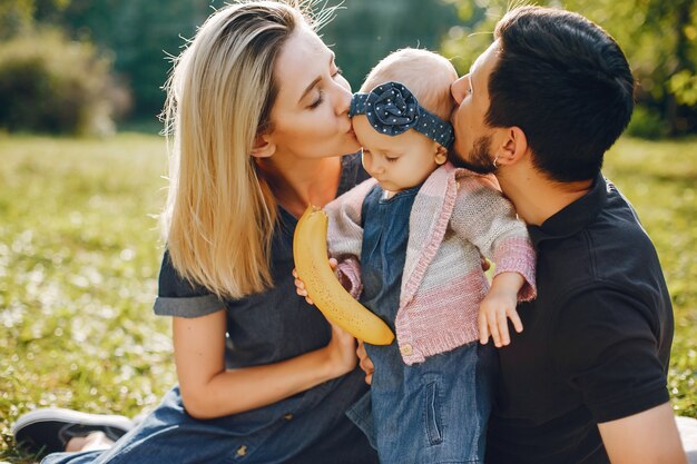 Family spend time in a park