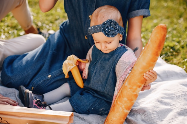 Family spend time in a park