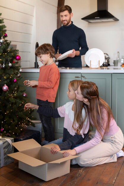 Family spending time together before christmas