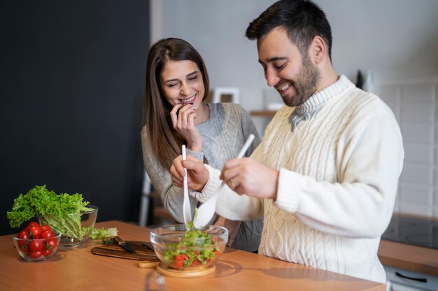 Family spending time together and cooking