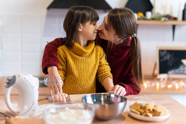 Family spending time together and cooking