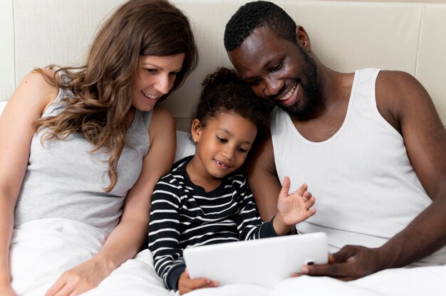 Family spending time together at home