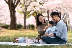 Free photo family spending time together outdoors