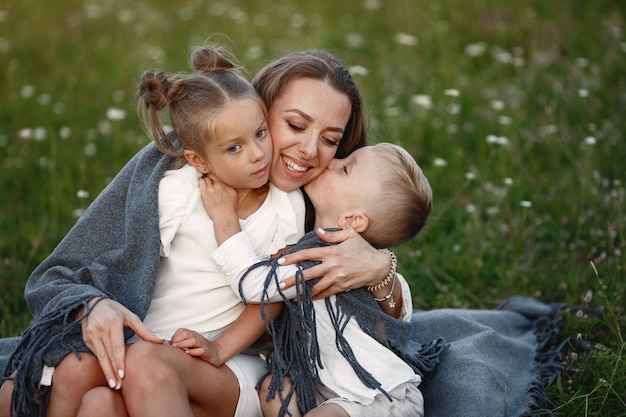 Family spends time on vacation in the village