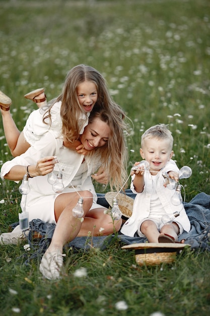 Family spends time on vacation in the village