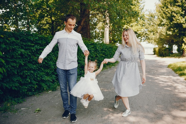 family in a summer park