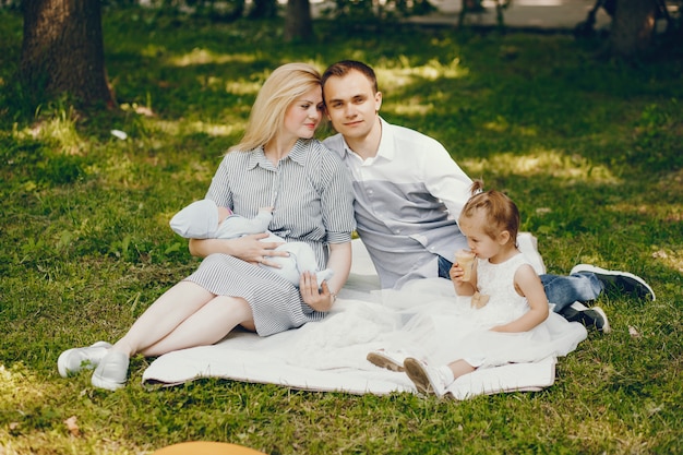 family in a summer park