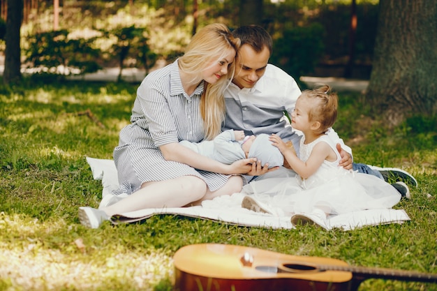 family in a summer park