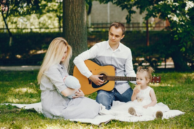 family in a summer park