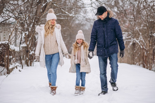 Family together in a winter park