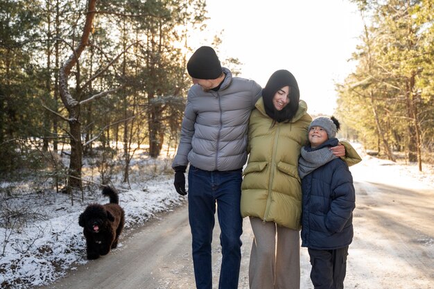 family walking together in nature