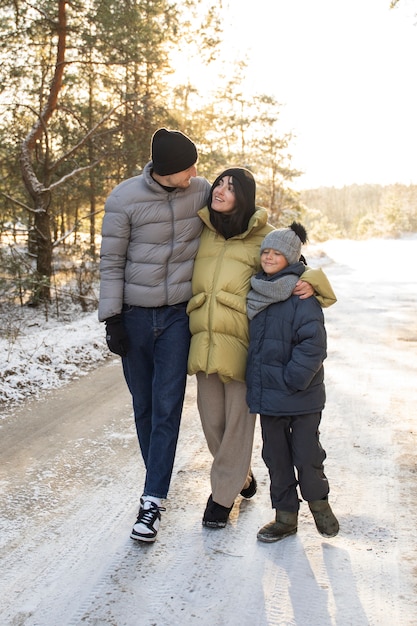 Family walking together in nature