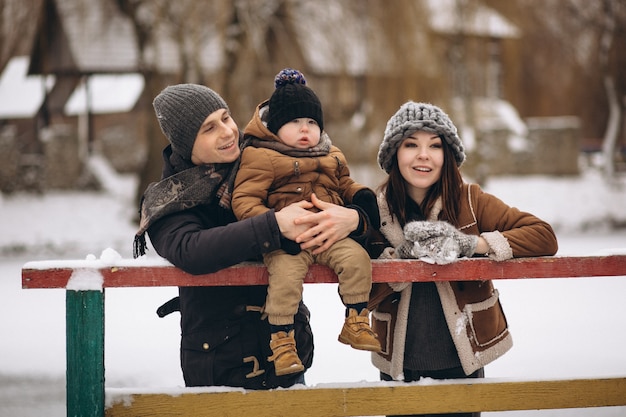 Family in winter outside