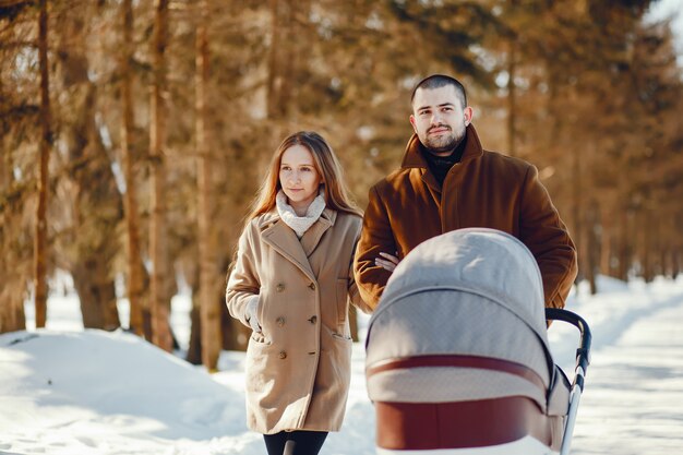 Family in a winter park