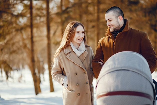 Family in a winter park