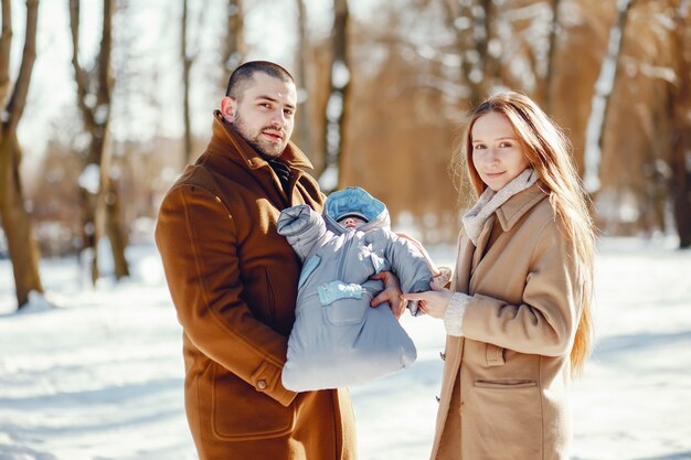 Family in a winter park