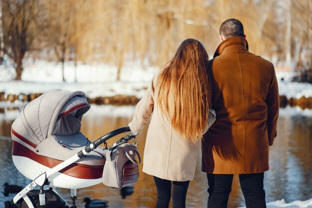 Family in a winter park