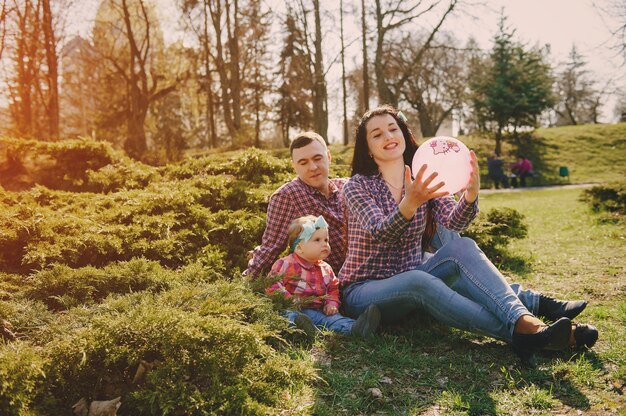 family in a wood