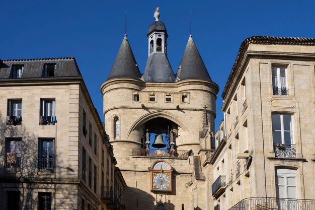 Famous bell tower in Bordeaux city in France Europe