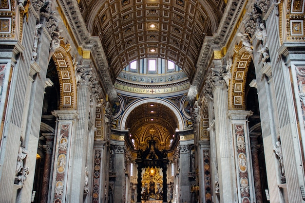 Famous historic Papal Basilica of St. Peter in the ancient city of Vatican