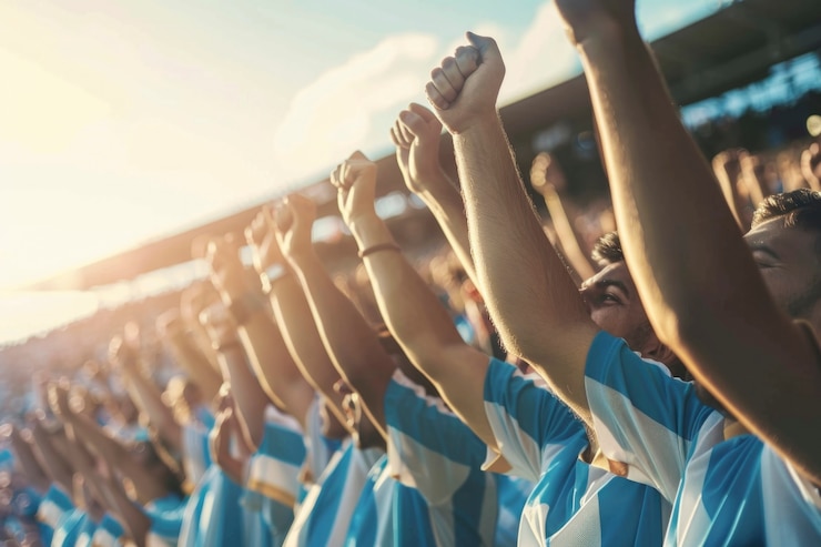 Free Photo fans cheering at soccer final between argentina and colombia