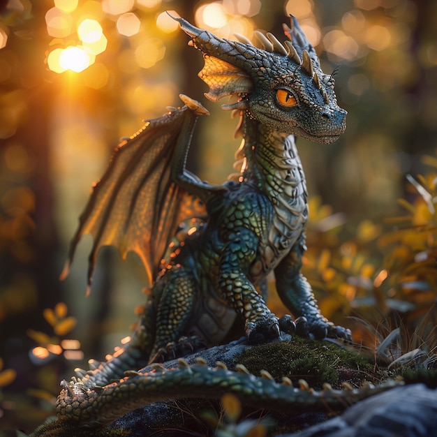 Free photo fantastic detailed dragon