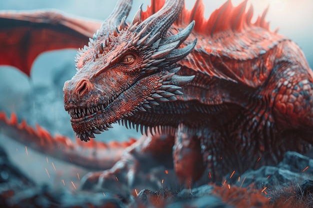 Free photo fantastic detailed dragon