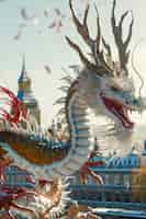 Free photo fantastic detailed dragon