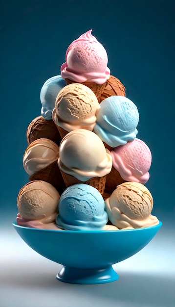 Free photo fantastic mountain made of ice cream