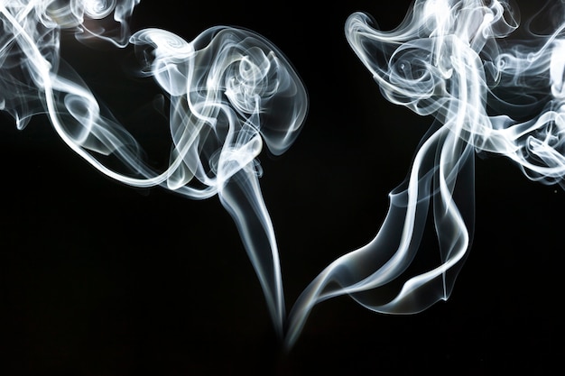 Fantastic silhouettes of white smoke