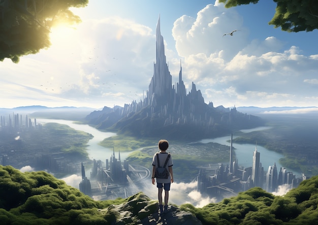 Foto gratuita scena in stile anime fantasy