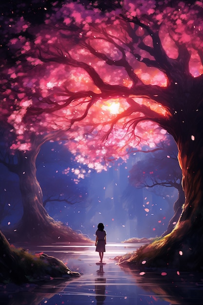 Foto gratuita scena in stile anime fantasy