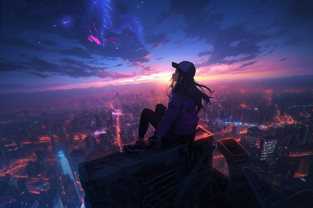 Free photo fantasy anime style scene