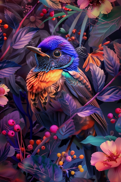 Бесплатное фото Иллюстрация фантастической птицы