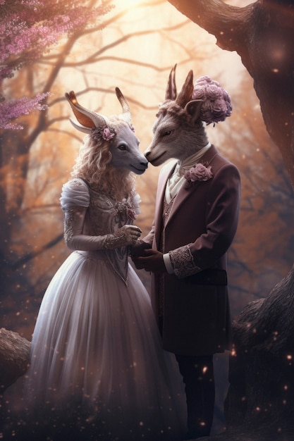 Free photo fantasy characters experiencing love