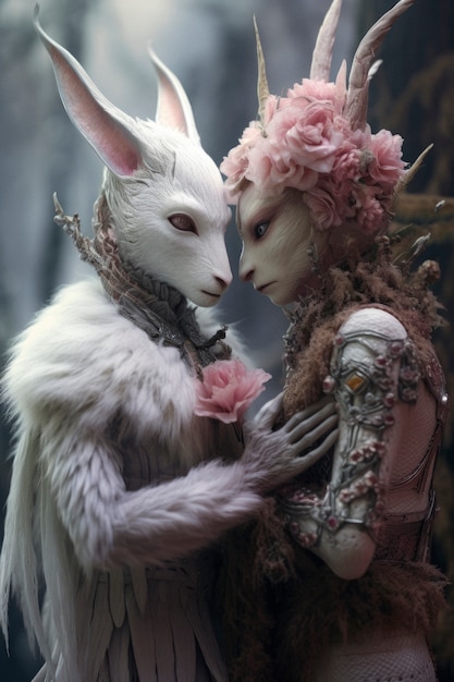 Free photo fantasy characters experiencing love